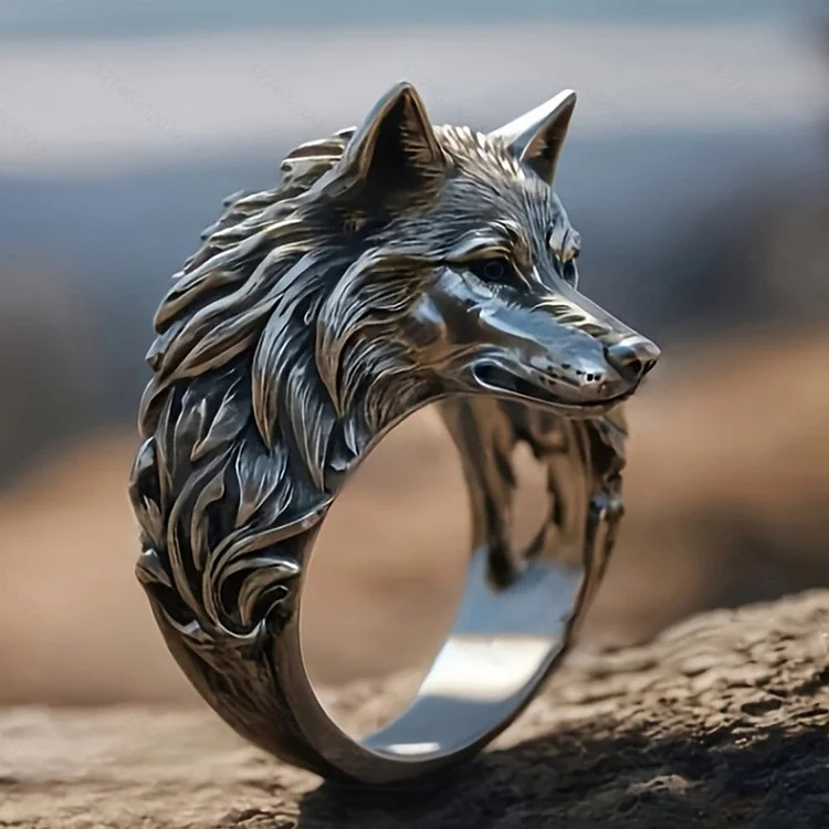 Trendy Animal Vintage Wolf Head Bullying Hip Hop Personalized Open End Ring