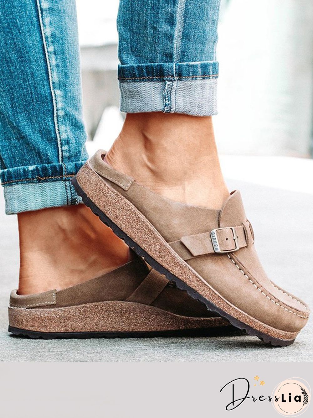 Women Soft Sole Casual Comfy Leather Slip On Sandals