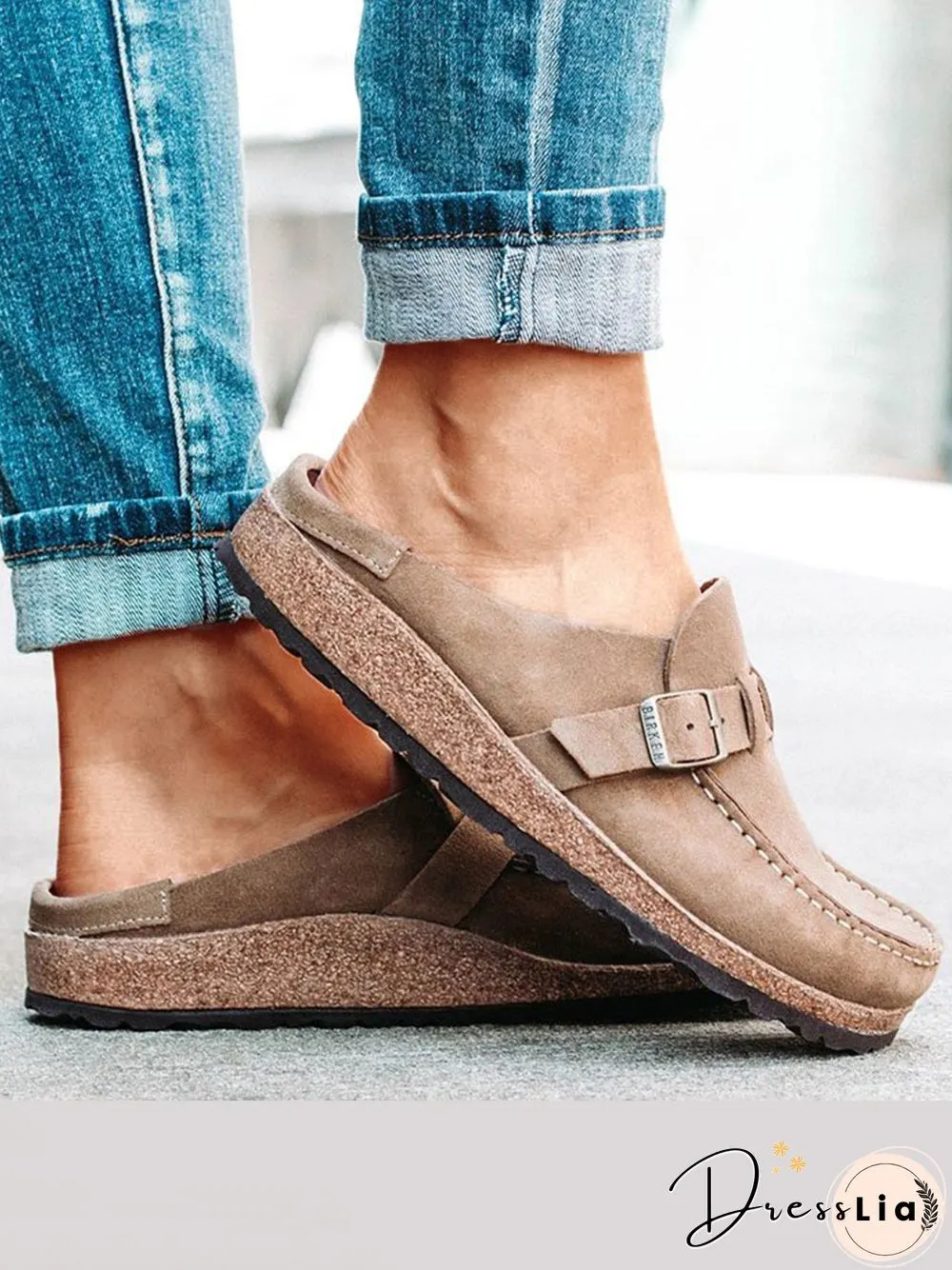 Women Soft Sole Casual Comfy Leather Slip On Sandals