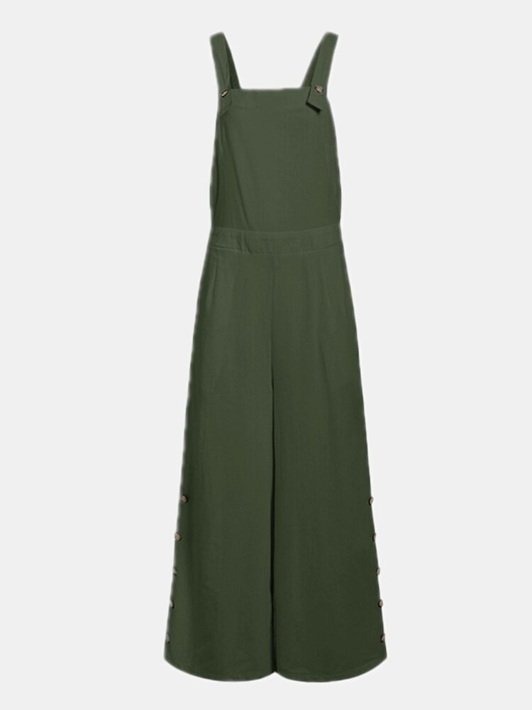 Solid Color Button Long Sleeveless Casual Jumpsuit for Women - Shop Trendy Women's Clothing | LoverChic