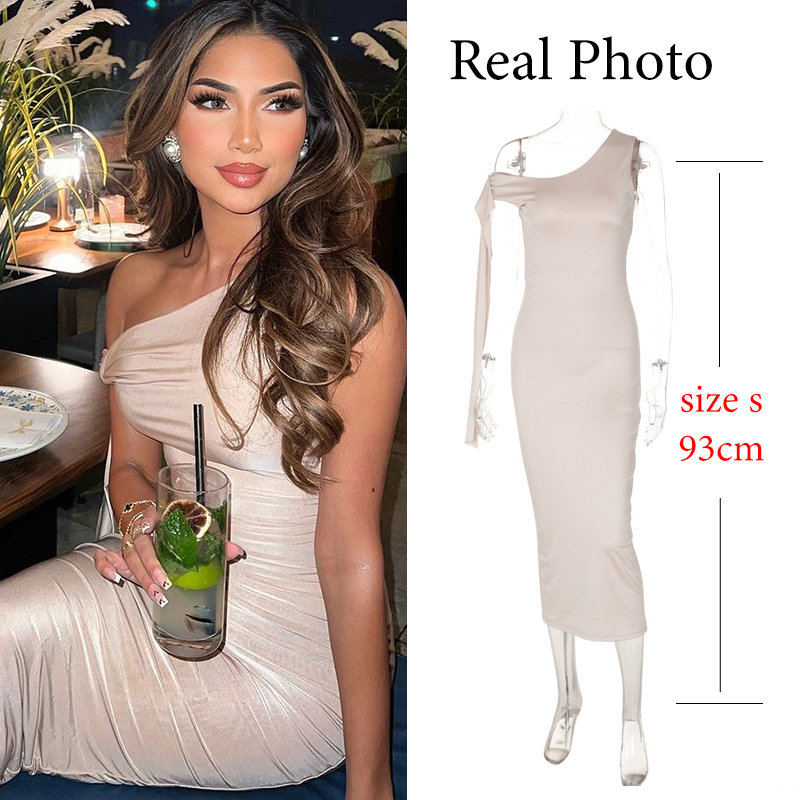Wimdaily costumes for women sexy Fashion New Women's Solid Color Sexy Splicing Sleeve Hanging Ribbon Single Shoulder Long Bag Hip Dress