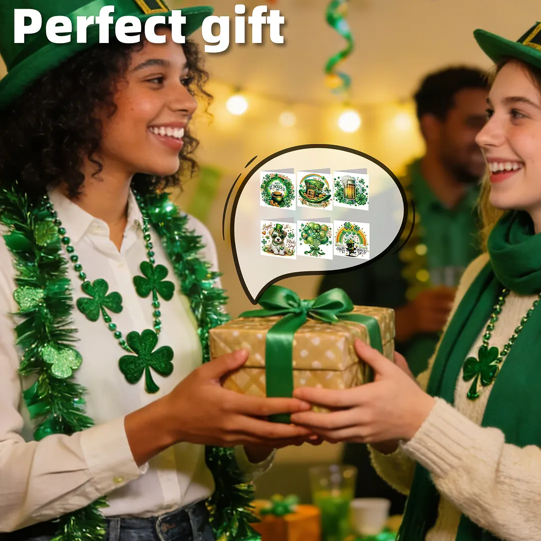 6Pcs Happy St.Patrick Day DIY Diamond Painting Greeting Card Set with Envelopes Diamond Art Handmade Cards for Beginner Adult Holiday Gifts