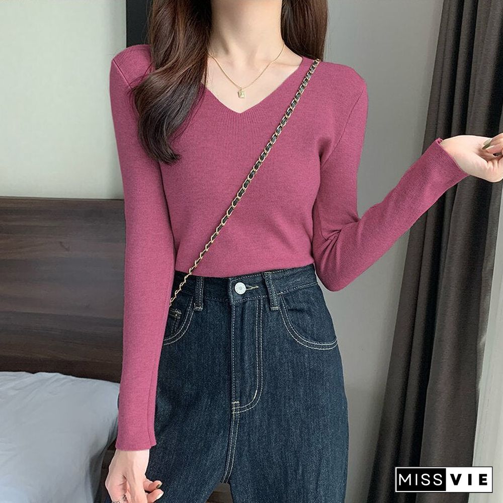 Christmas Gift autumn winte cashmere sweaters women fashion sexy v-neck pullover slim wool long sleeve knitted tops