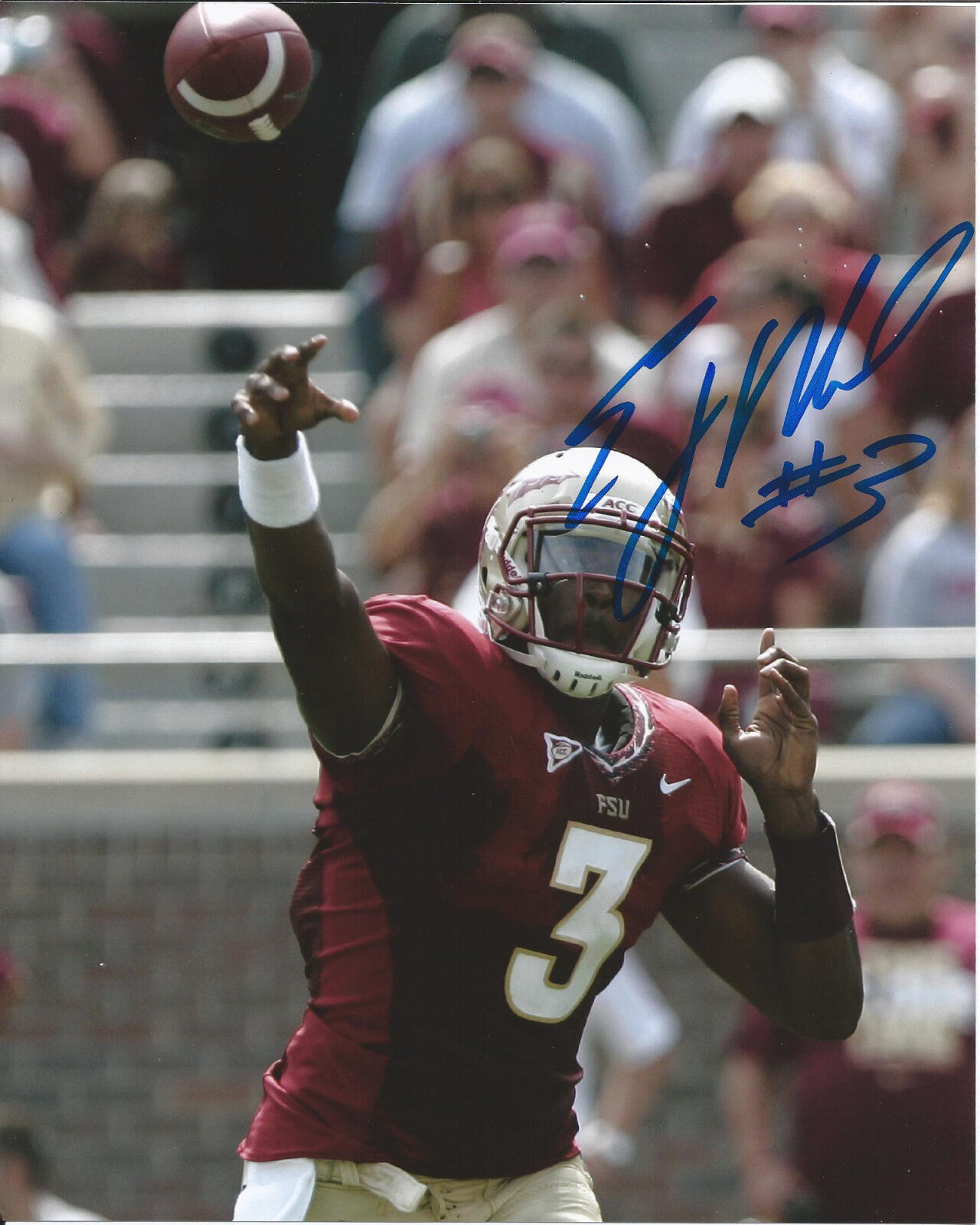 FLORIDA STATE EJ MANUEL SIGNED 8X10 Photo Poster painting W/COA BUFFALO BILLS NFL G