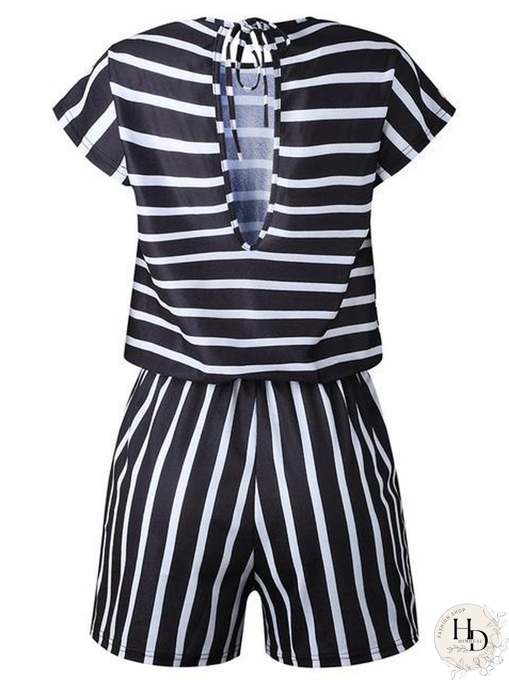 Stripes Print Casual Romper