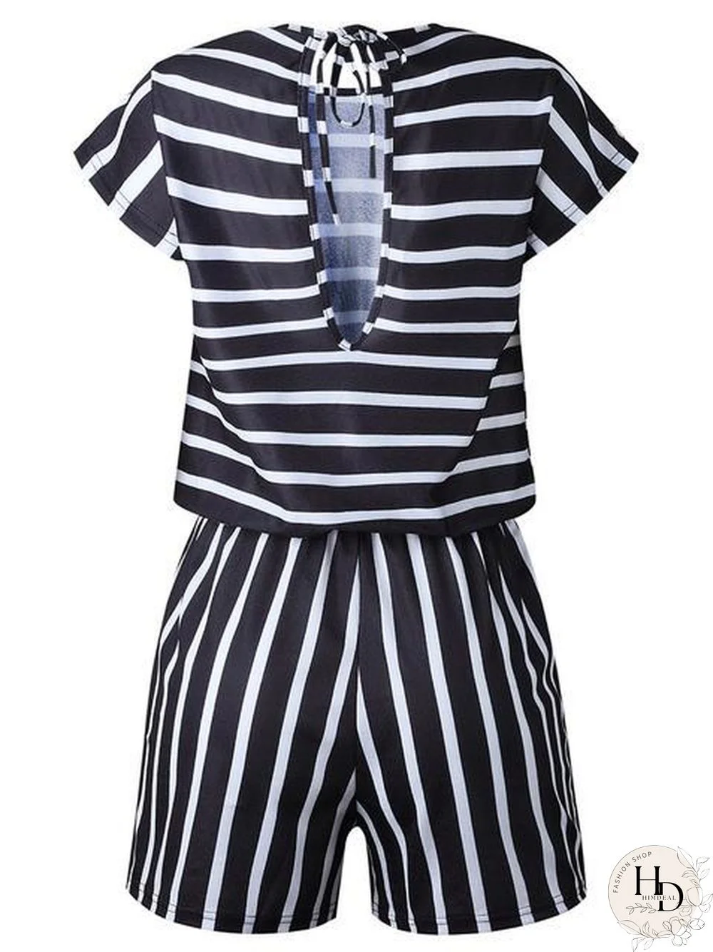 Stripes Print Casual Romper