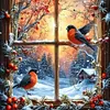 Birds By Window In Winter-11CT Stamped Cross Stitch 45*45cm/17.72*17.72in tapestrymarket
