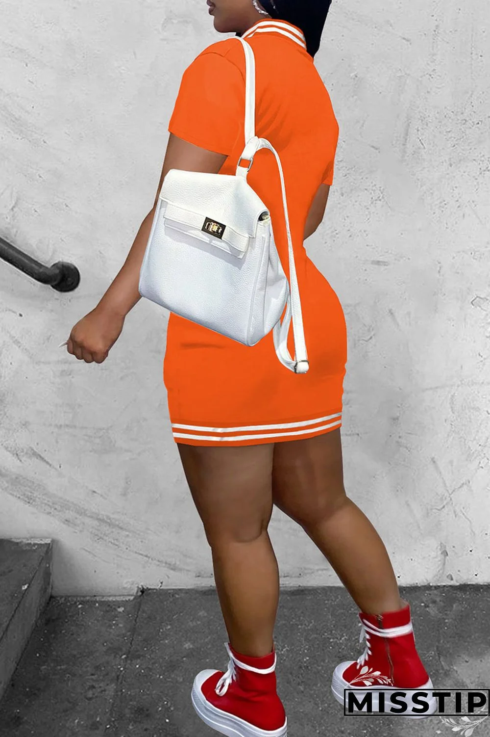 Red Casual Solid Patchwork Pocket Buckle Dresses