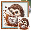 Coffee Hedgehog-11CT Stamped Cross Stitch 40*40cm/15.75*15.75in tapestrymarket