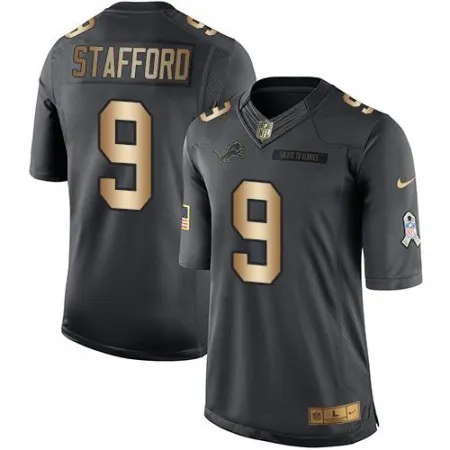 Lions #9 Matthew Stafford Black Men's Stitched NFL Limited Gold Salute To Service Jersey