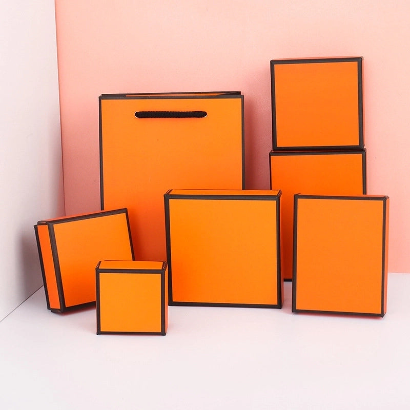 5 Pieces Spot Fashion Jewelry Box Orange Earrings Necklace Jewelry Box Brooch Ring Gift Packaging Box