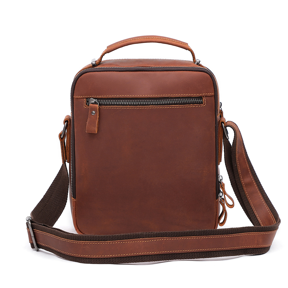 Men's messenger bag casual retro large capacity genuine leather bag