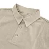 Men's British-Style Vacation Linen Short-Sleeve Polo Shirt by Inlyline