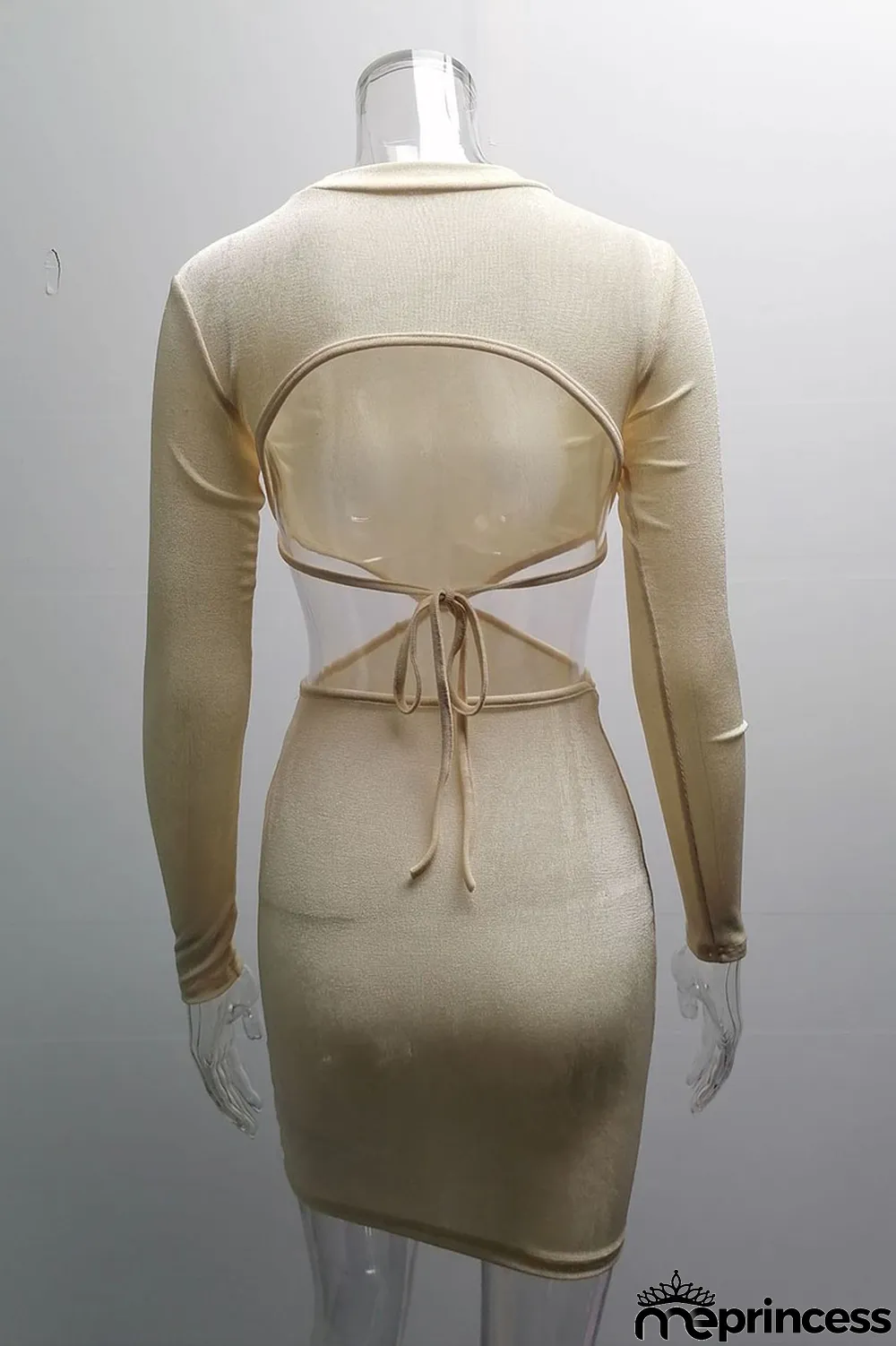 Apricot Fashion Sexy Solid Hollowed Out O Neck One Step Skirt Dresses