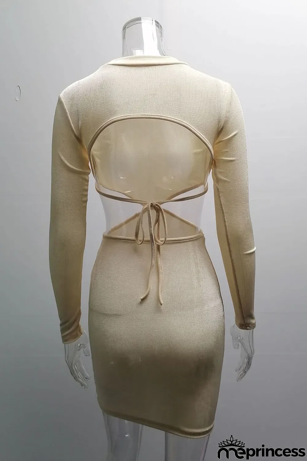 Apricot Fashion Sexy Solid Hollowed Out O Neck One Step Skirt Dresses