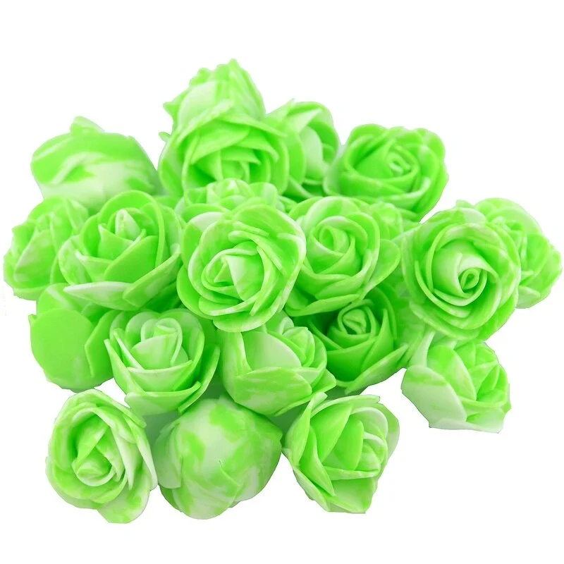 50pcs 3cm Mini PE Foam Artificial Marbling Rose Flower Head For DIY Wedding Home Decor Flower Wall Accessories Fake Flowers