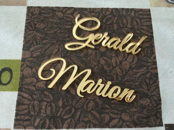 1 Piece Custom Laser Cut Place Name Setting Guest Name Silver / Gold Mirror Acrylic Place Card Decor Wedding Party Centerpiece