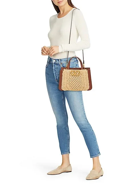 Valentino Garavani VLogo Raffia & Leather Tote bag