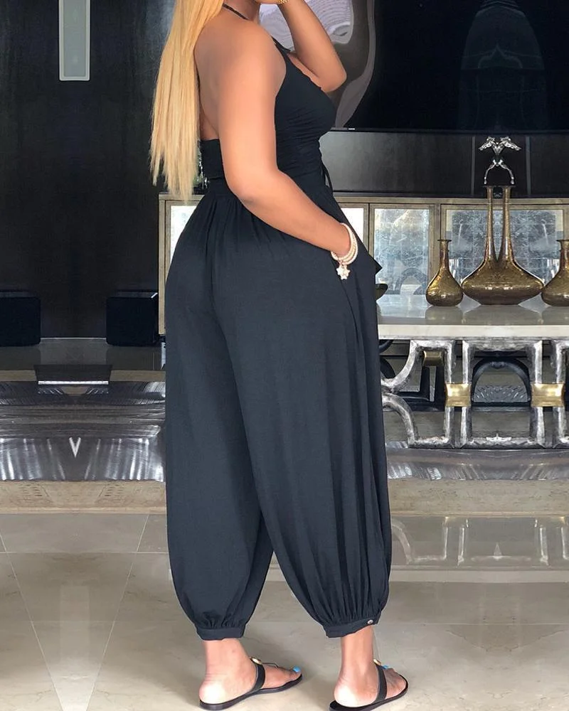 Halter Deep V-neck Jumpsuit