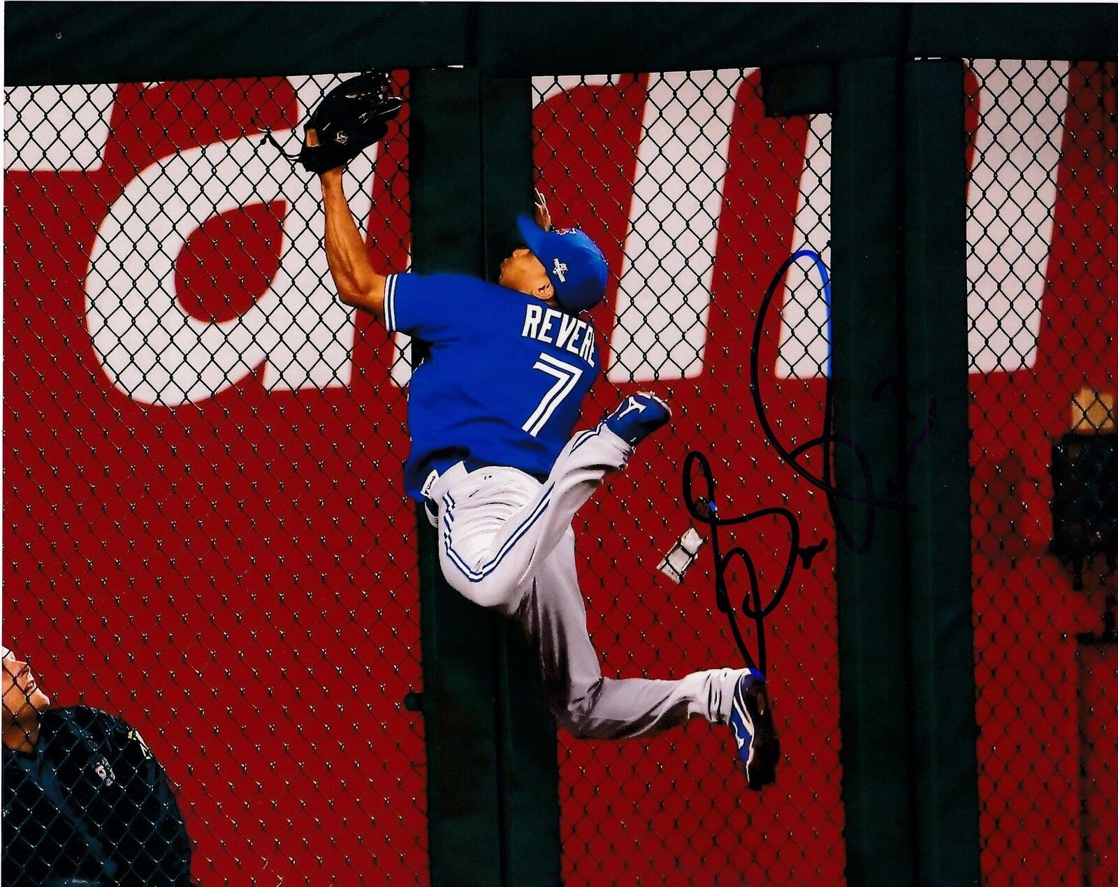 BEN REVERE TORONTO BLUE JAYS ACTION SIGNED 8x10