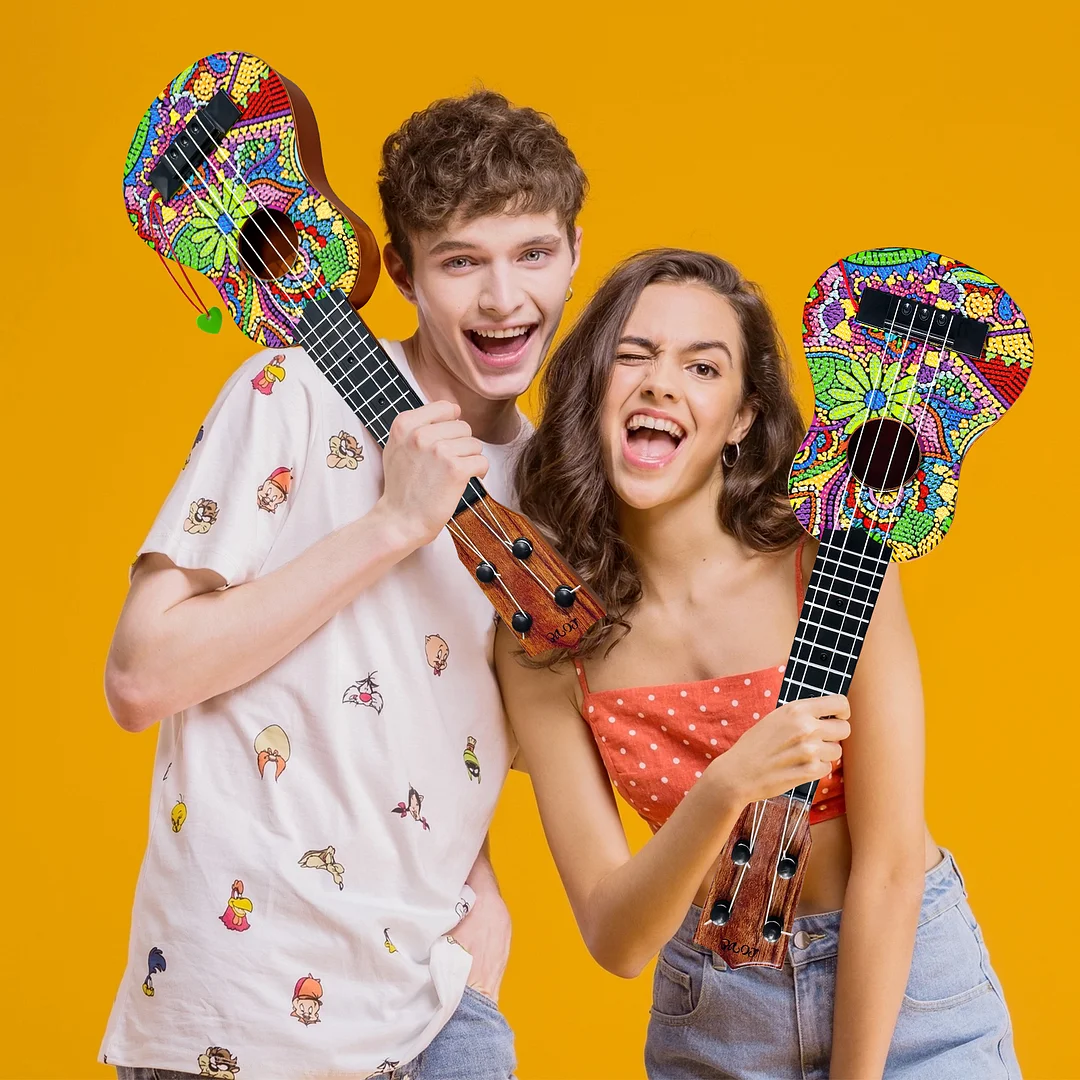 DIY Wooden Guitar Diamond Art Ornament Unique Gifts for Musicians (Flowerbed)