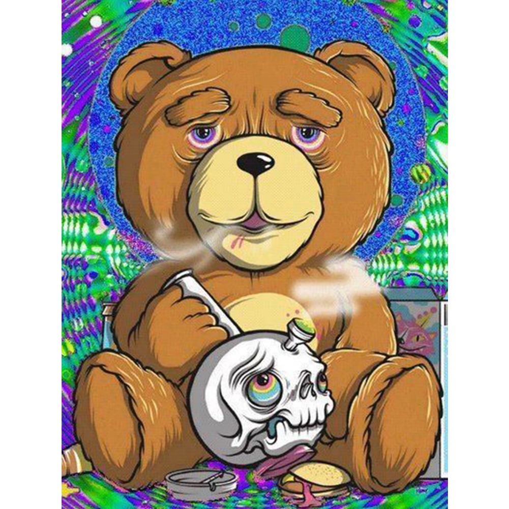 

30*40CM - Round Drill Diamond Painting - Smoking Bear, 501 Original