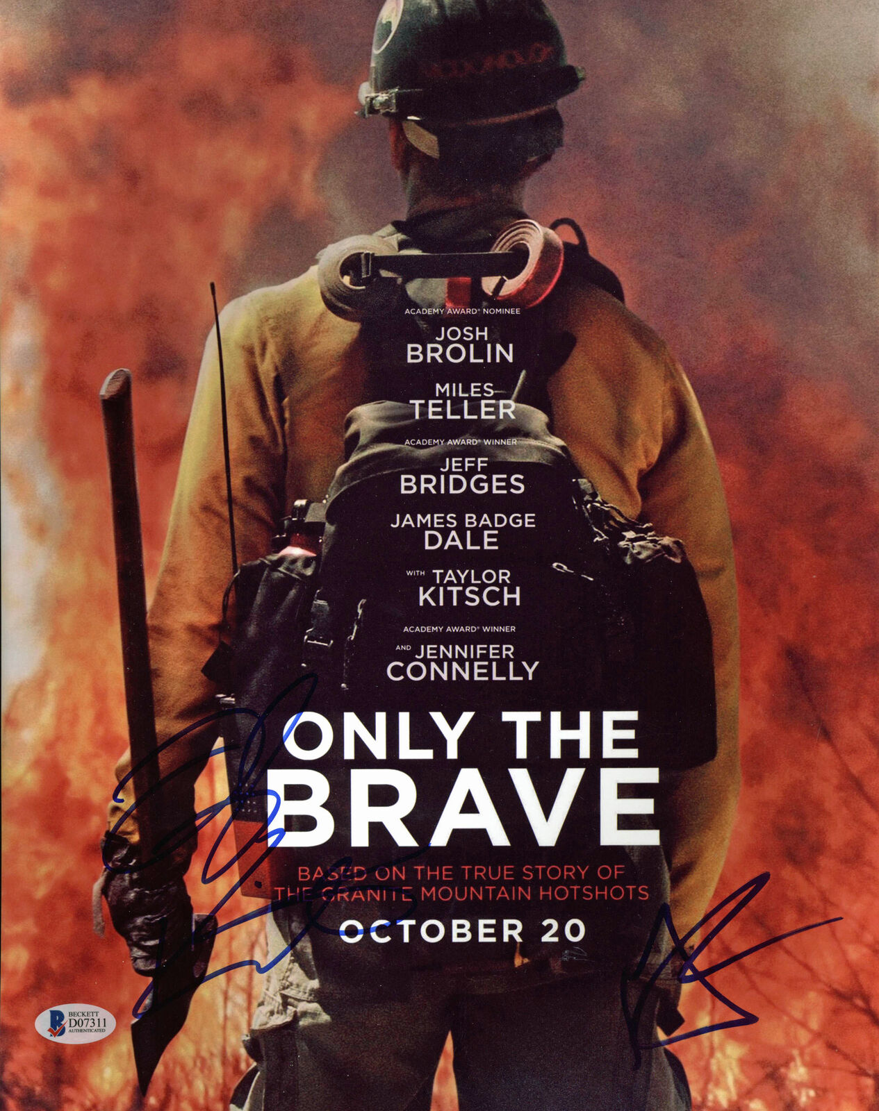 Taylor Kitsch & Geoff Stults Only the Brave Signed 11x14 Photo Poster painting BAS #D07311