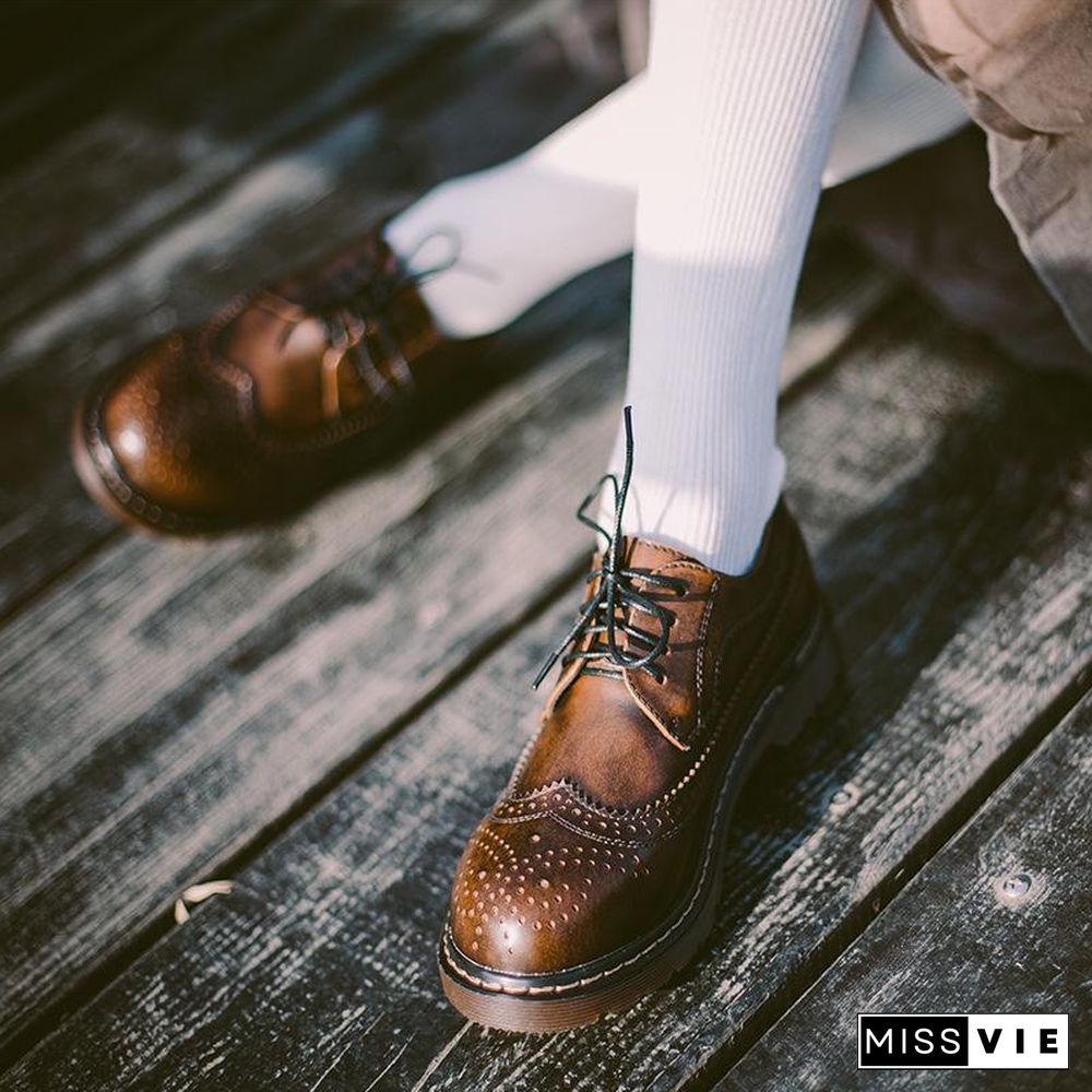 Platform Martin Boots Leather Retro Brock Shoes