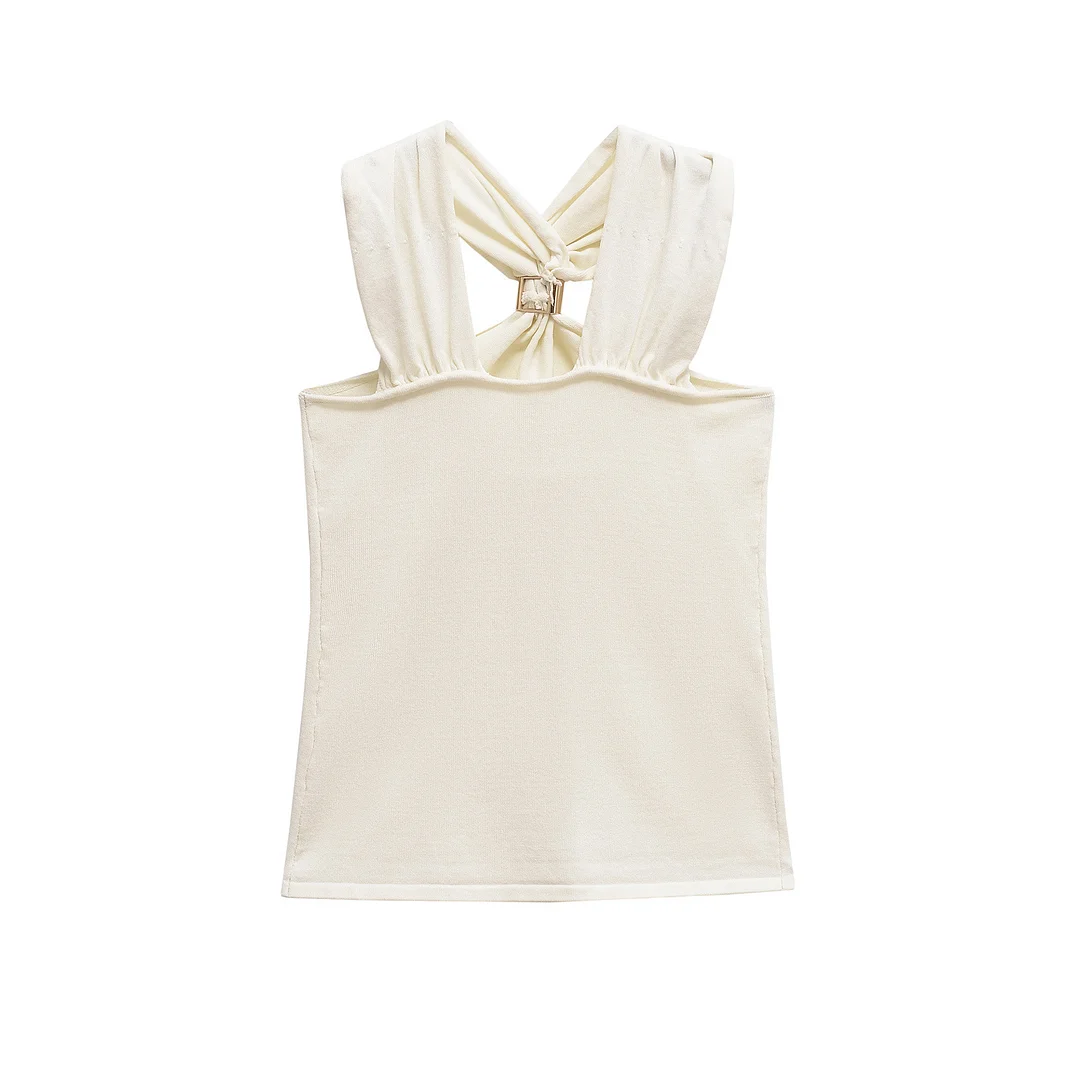 Nigikala Nigikala Spring New Hanging Neck Top Sexy Bare Waistcoat Women's 4938116