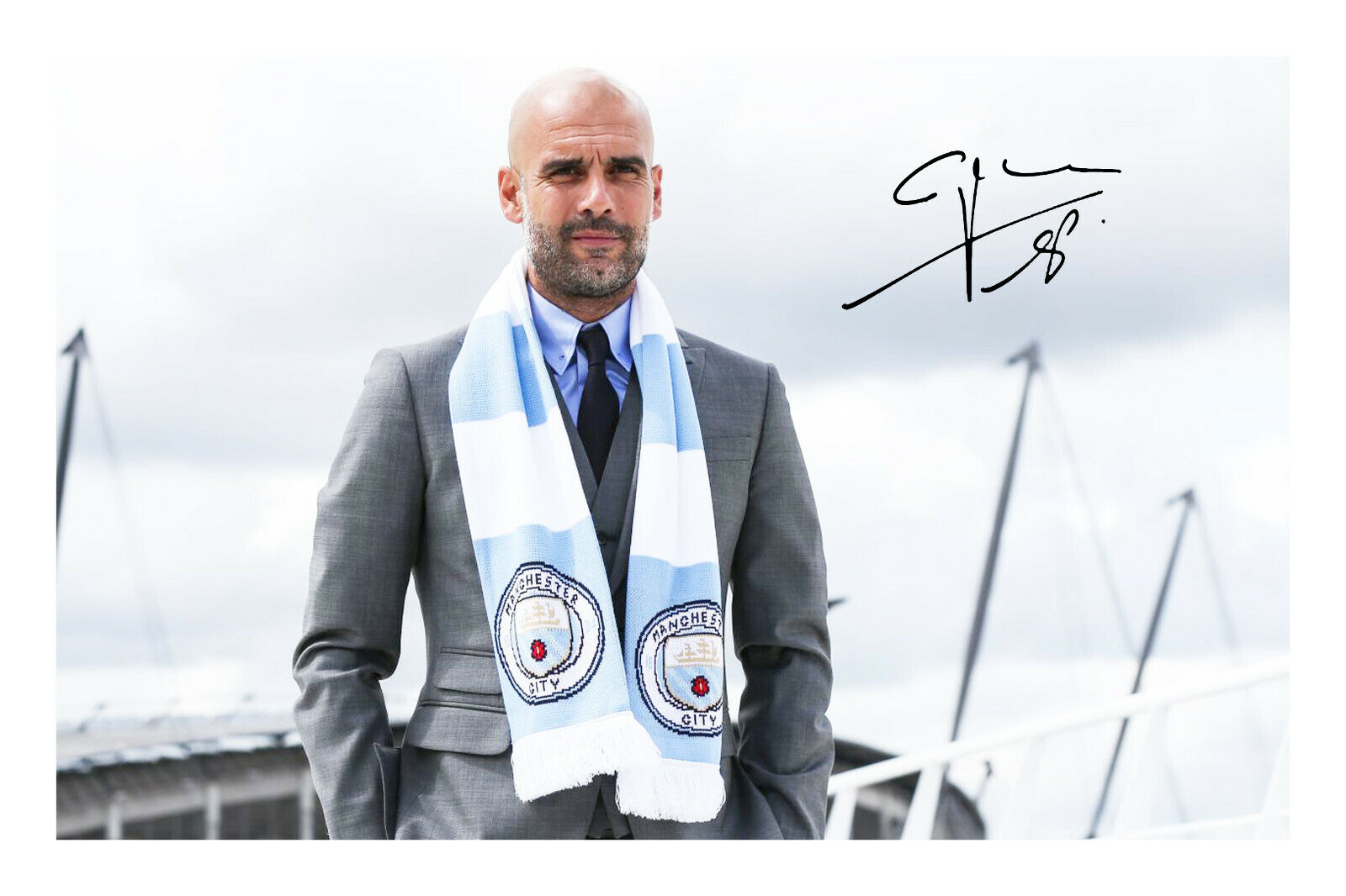 Pep Guardiola Signed A4 Photo Poster painting Print Autograph Manchester City 20/21 Champions