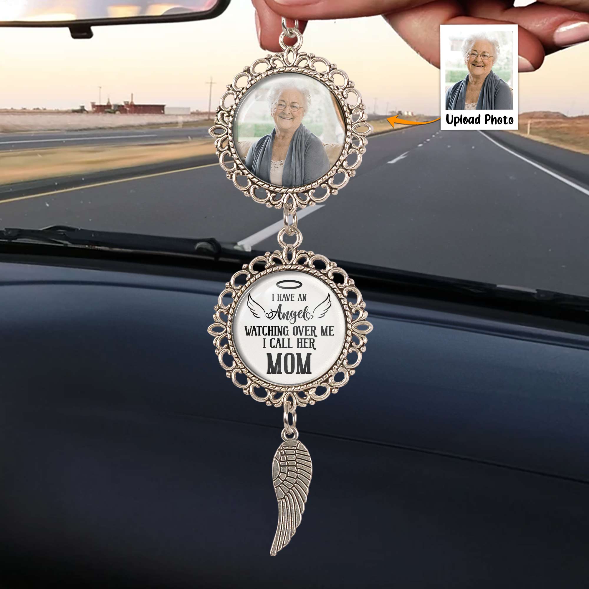 Loveyoufancy I Have An Angel Watching Over Me - Personalized Photo Car Ornament