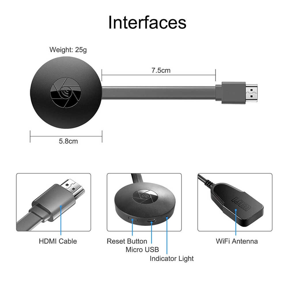 MiraScreen G2 HDMI Dongle Wireless Wifi display receiver TV Stick Miracast airplay for Google Chromecast 2 for ios android pc