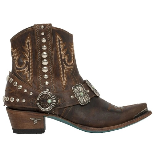 Embroidered Square Toe Rivet Boots