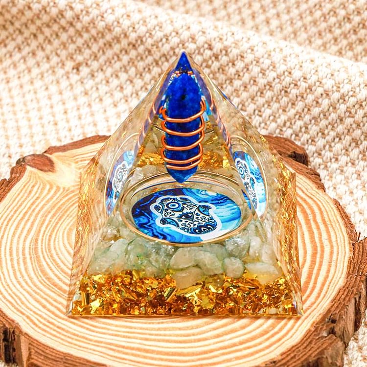 Lapis Lazuli Pillar Hamsa Energy Orgone Pyramid