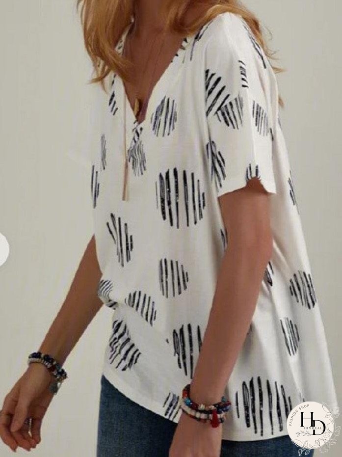 Casual V-neck Loose Plus Size Short-sleeved T-shirt