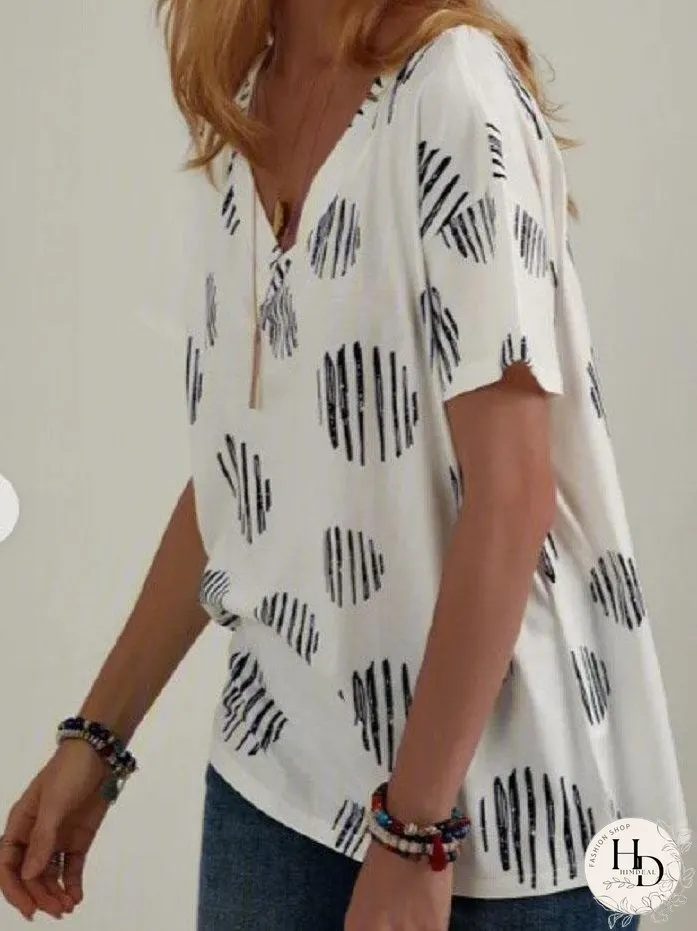 Casual V-neck Loose Plus Size Short-sleeved T-shirt