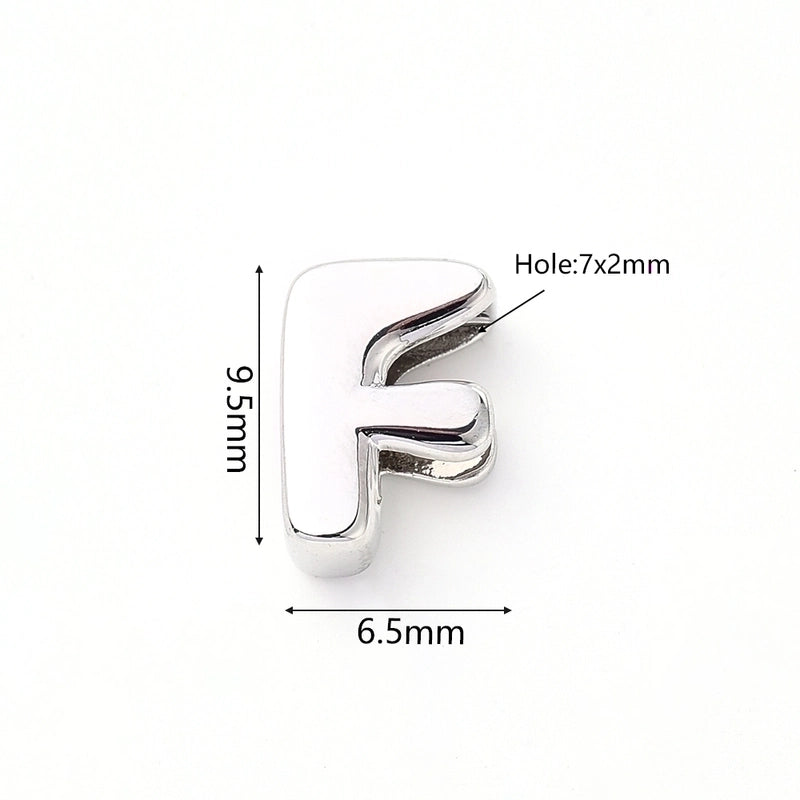 1 Pc/Package 9.5x6mm 9.5×7.5mm 9.5x8mm 7x2mm Copper White Gold Plated Letter Bubble Polished Beads