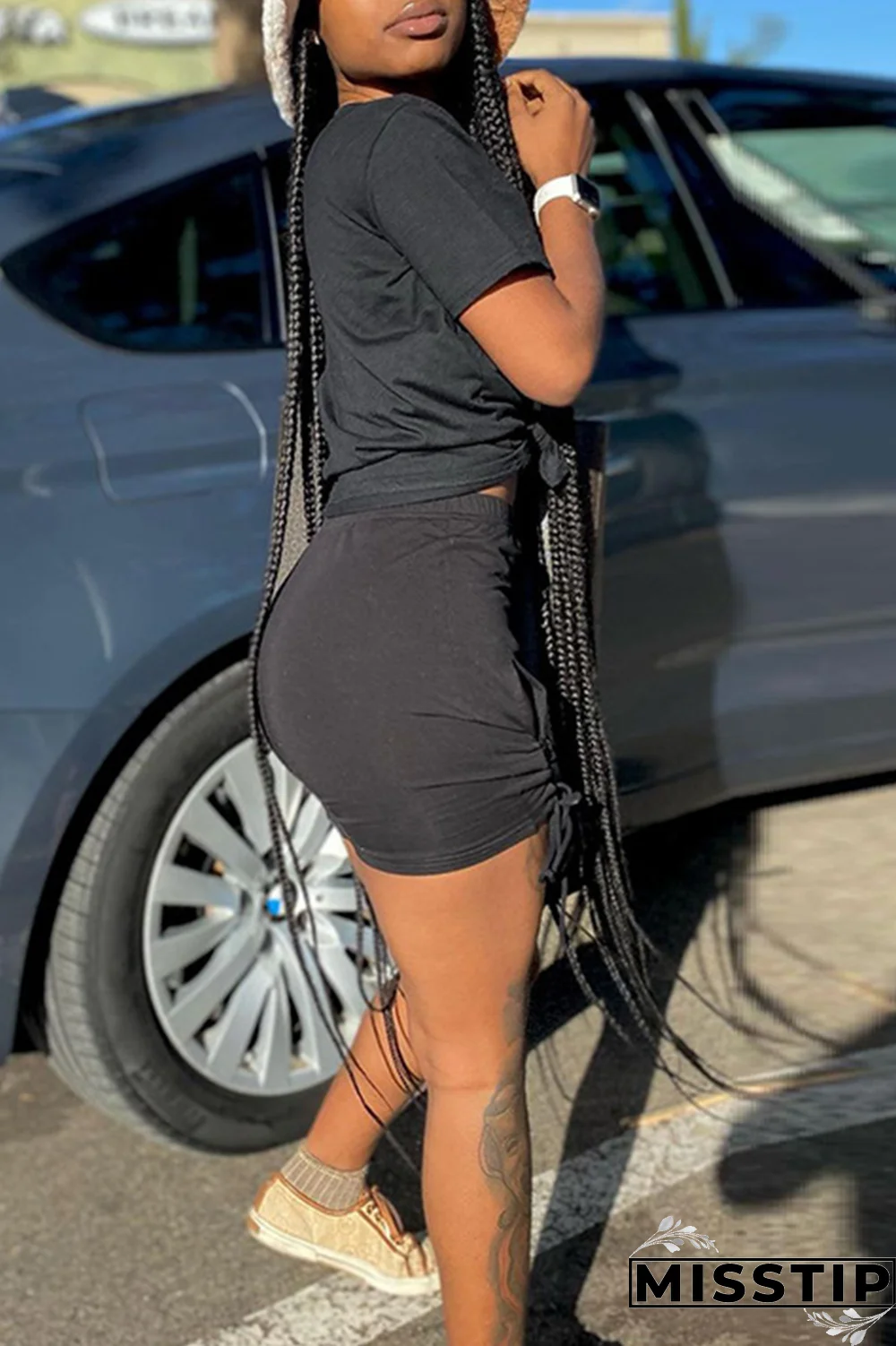 Black Street Vintage Print Patchwork Letter O Neck T-Shirts