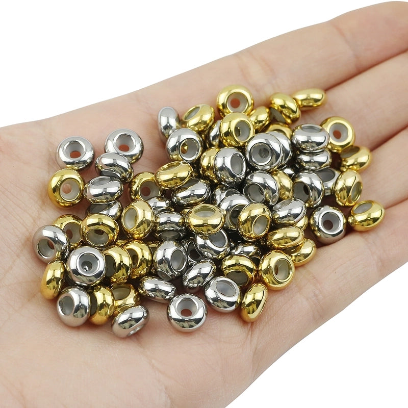 10 PCS/Package Diameter 10mm Diameter 6 Mm Diameter 8mm 304 Stainless Steel Solid Color Polished Beads Spacer Bars Jewelry Accessories