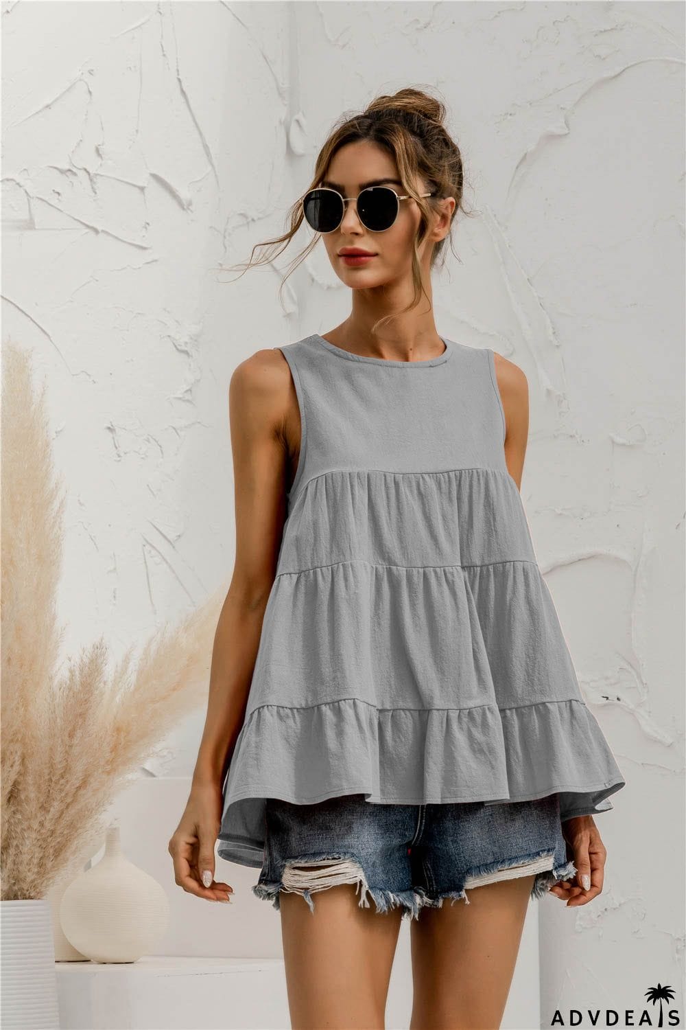 Round Neck Tiered Tank