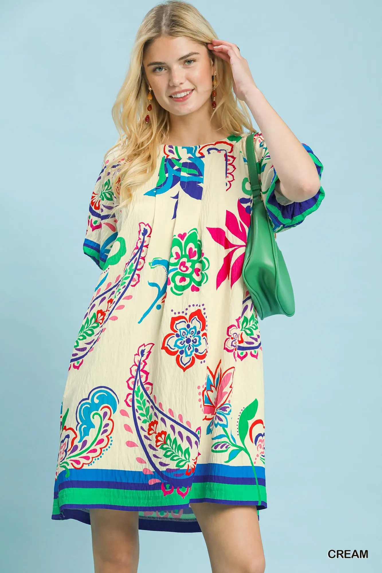 Umgee Vibrant Paisley Print Dress mysite idetrend