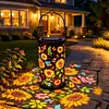 LED Hollow Iron Decor Light Solar Powered Hollowed Hanging Light IP55 Waterproof Rust Proof for Patio Yard Lawn Backyard Decor