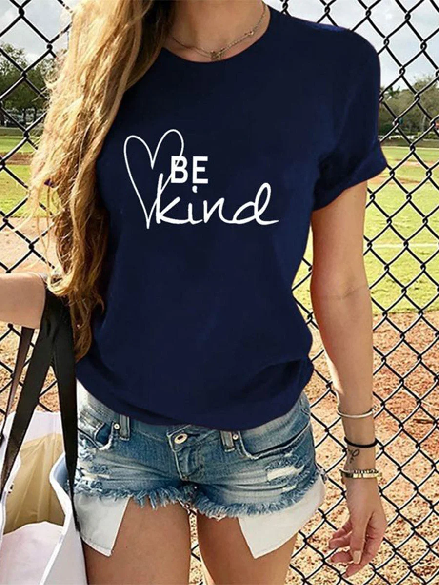 Round Neck Short Sleeves Printed T-shirt