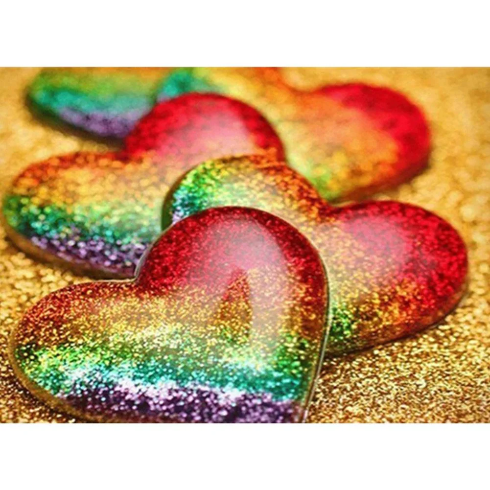 Full Round Diamond Painting Colorful Sequins Heart (40*30cm)