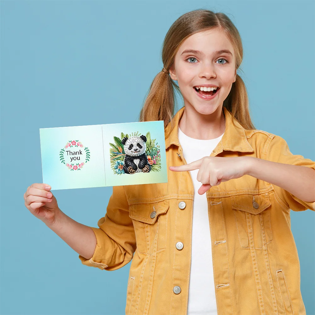 6Pcs DIY Garden Animal Special Shape Diamond Handmade Card for Friends Gift【With White Envelope】