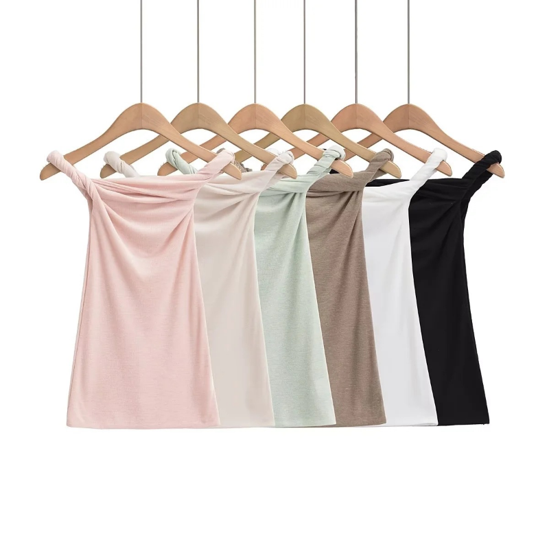 Ootddress Twist Off-Shoulder Slim T-shirt Solid Patchwork Elegant Backless Women's Top Y2k Top Pleated Casual Strapless Pullover Tee