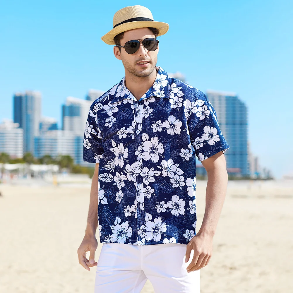 Men's Hawaiian Short Sleeve Cardigan Beach Shirt