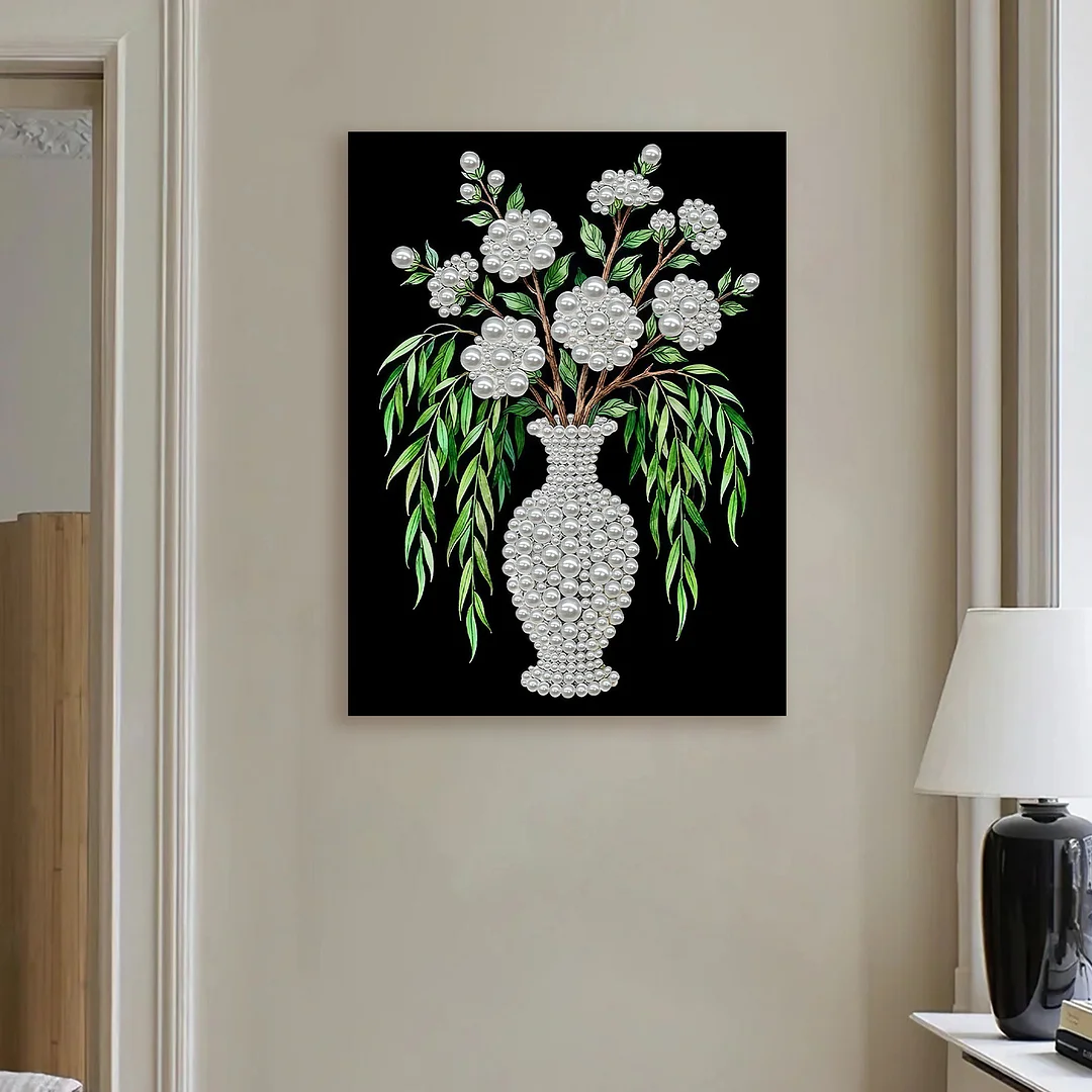Vase - DIY Pearl Diamond Art Kit With Frame 30*40cm