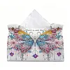DIY Diamond Art Tissue Box Holder PULeather Crystal Mosaic Desktop Organizer Bag Resin Rhinestone Storage Organizer Gem Art Home Office Decor Craft Gift for Women