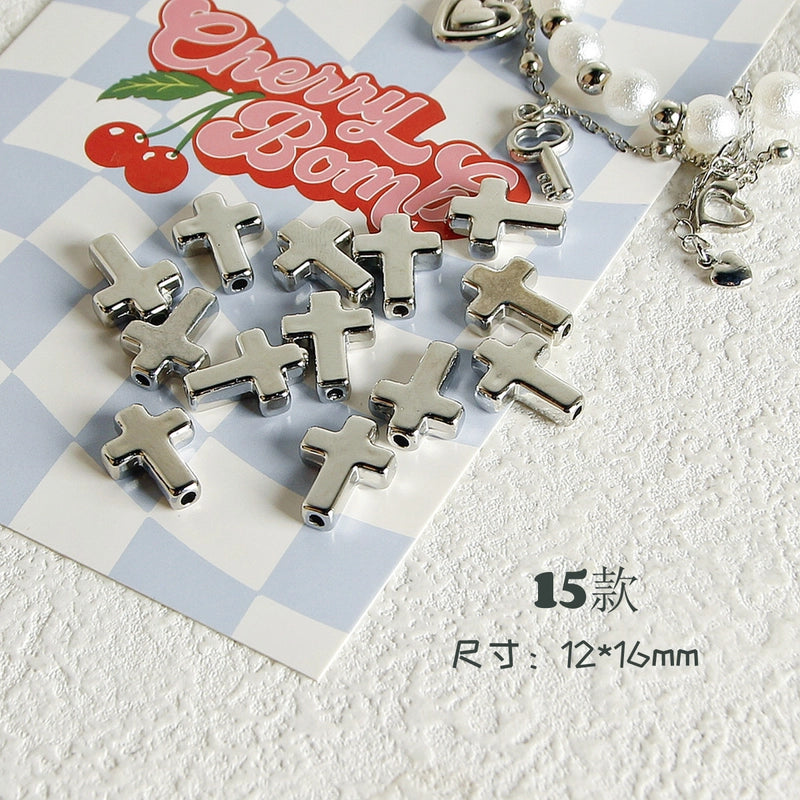 10 PCS/Package 7 * 12mm Arylic Cross Cherry Bow Knot Polished Pendant Jewelry Accessories